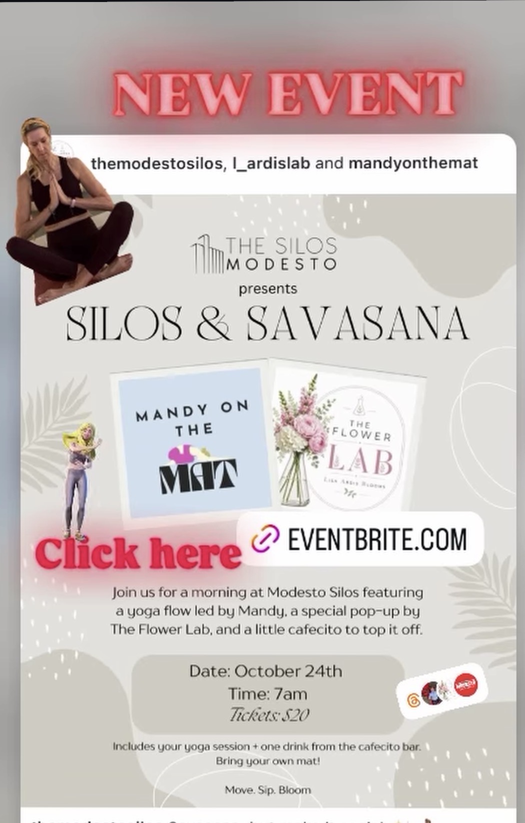 Anuncio de Silos and Savasana para el 24 de octubre en Modesto Silos